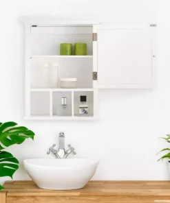 TeamsonUS Teamson Home Neal Removable Wooden Medicine Cabinet With Mirrored Door, White