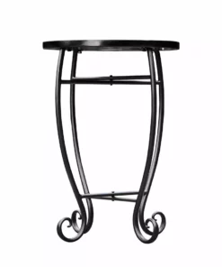 TeamsonUS Teamson Home Small 14" Round Outdoor Mosaic Side Table Planter Stand, Blue 15 TeamsonUS Teamson Home Small 14