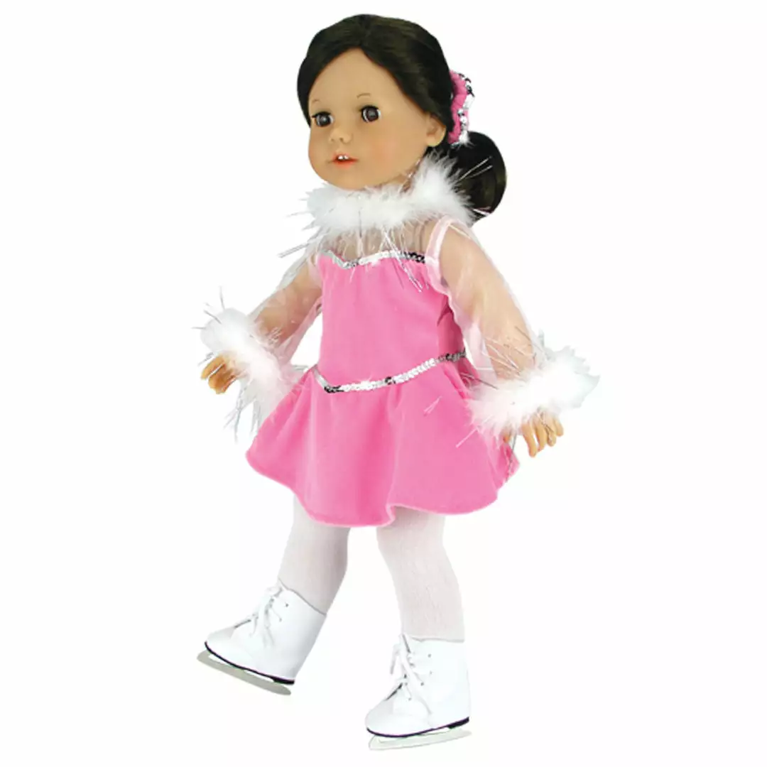 TeamsonUS Kids Sophia's Complete Figure Skating Outfit With Dress, Ice Skates And Accessories For 18" Dolls, Pink/Silver 4 TeamsonUS Kids Sophia's Complete Figure Skating Outfit With Dress, Ice Skates And Accessories For 18" Dolls, Pink/Silver