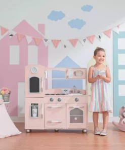 TeamsonUS Teamson Kids Little Chef Westchester Retro Play Kitchen, Pink