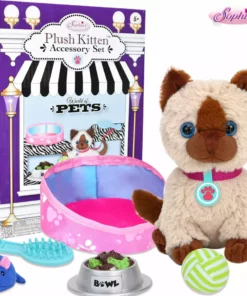 TeamsonUS Sophia's Tan Plush Kitten And Accessories Set For 18" Dolls, Multicolor Kids