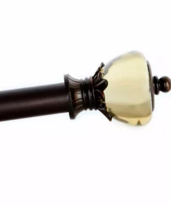 TeamsonUS Teamson Home Curtain Rod With Transparent Mocha Crown Finial