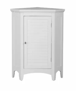 TeamsonUS Teamson Home Glancy Wooden Corner Floor Cabinet With Shutter Door, White