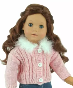 TeamsonUS Sophia's 3 Piece Feather Trim Sweater Outfit Set For 18'' Dolls, Pink 9 TeamsonUS Sophia's 3 Piece Feather Trim Sweater Outfit Set For 18'' Dolls, Pink