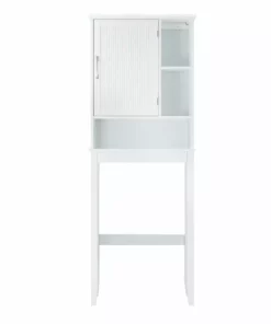 TeamsonUS Teamson Home Newport Contemporary Wooden Over-the-Toilet Storage Cabinet With Shelves, White