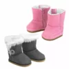 TeamsonUS Sophia's 2-Pair, Winter Boots For 18" Dolls, Pink/Gray