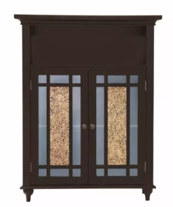 TeamsonUS Teamson Home Windsor Wooden Floor Cabinet With Glass Mosaic Doors, Dark Espresso