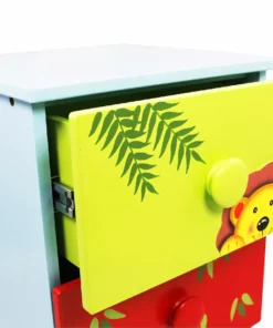 TeamsonUS Fantasy Fields Wooden Sunny Safari Painted Night Stand With 2 Drawers, Multicolor