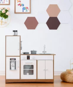 TeamsonUS Teamson Kids Little Chef Palm Springs Classic Kids Play Kitchen With Accessories, Natural/White