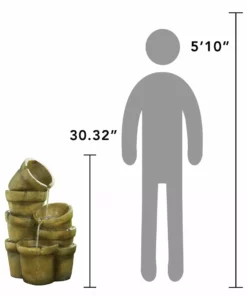 TeamsonUS Teamson Home Stacked Pots Outdoor Garden Fountain