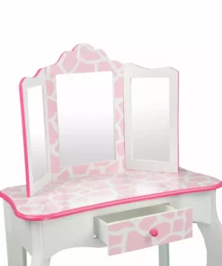 TeamsonUS Fantasy Fields - Fashion Giraffe Prints Gisele Play Vanity Set - Pink / White 13 TeamsonUS Fantasy Fields - Fashion Giraffe Prints Gisele Play Vanity Set - Pink / White