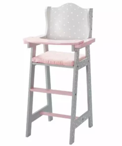 TeamsonUS Olivia's Little World Polka Dots Princess Kids Baby Doll High Chair, Gray