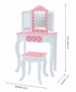 TeamsonUS Fantasy Fields - Fashion Polka Dot Prints Gisele Play Vanity Set - Pink / White Kids 11 TeamsonUS Fantasy Fields - Fashion Polka Dot Prints Gisele Play Vanity Set - Pink / White Kids
