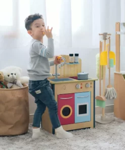 TeamsonUS New Teamson Kids Little Chef Porto Classic Wooden Kitchen Playset, Natural