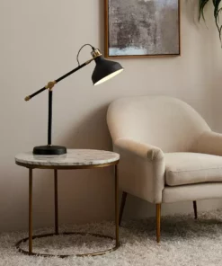 TeamsonUS Teamson Home Marmo Modern Marble-Look Round Side Table, Marble/Brass