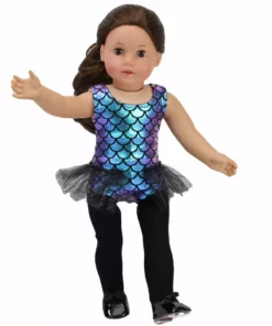 TeamsonUS Kids Sophia's Jazz Leotard Costume And Tap Shoes For 18'' Dolls, Black
