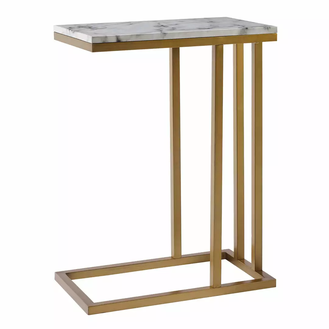 TeamsonUS Teamson Home Marmo Modern Marble-Look C Shape Side Table, Marble/Brass 3 TeamsonUS Teamson Home Marmo Modern Marble-Look C Shape Side Table, Marble/Brass
