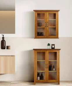 TeamsonUS Teamson Home Avery Wooden 2 Door Wall Cabinet With Storage, Oiled Oak 17 TeamsonUS Teamson Home Avery Wooden 2 Door Wall Cabinet With Storage, Oiled Oak