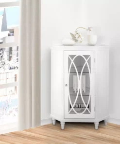 TeamsonUS Teamson Home Florence Corner Wooden Floor Cabinet With Adjustable Shelves, Natural