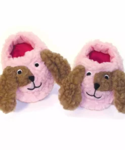 TeamsonUS Sophia's Sherpa Puppy Dog Face Slippers For 18" Dolls, Pink/Brown