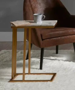 TeamsonUS Teamson Home Marmo Modern Marble-Look C Shape Side Table, Marble/Brass 9 TeamsonUS Teamson Home Marmo Modern Marble-Look C Shape Side Table, Marble/Brass