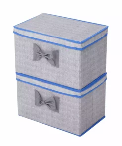 TeamsonUS Teamson Home 2 Piece Closet Shelf Organizer Storage Bin Cube Box With Top Cover