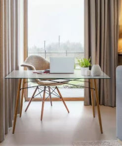 TeamsonUS Teamson Home Minimalist Glass Top Dining Table With Wood Base, Natural 13 TeamsonUS Teamson Home Minimalist Glass Top Dining Table With Wood Base, Natural