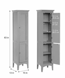 TeamsonUS Teamson Home Glancy Wooden Linen Tower Cabinet With Storage, Gray 13 TeamsonUS Teamson Home Glancy Wooden Linen Tower Cabinet With Storage, Gray