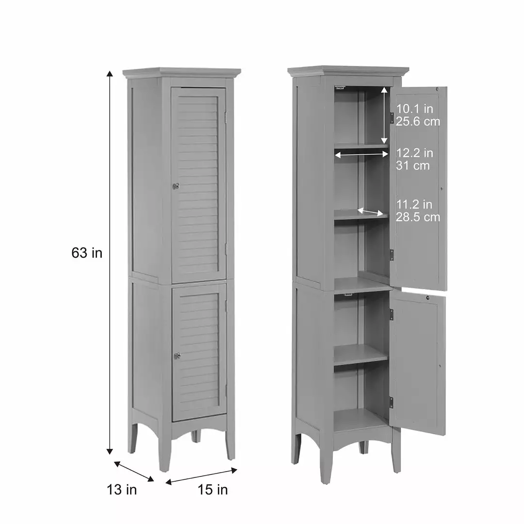 TeamsonUS Teamson Home Glancy Wooden Linen Tower Cabinet With Storage, Gray 7 TeamsonUS Teamson Home Glancy Wooden Linen Tower Cabinet With Storage, Gray
