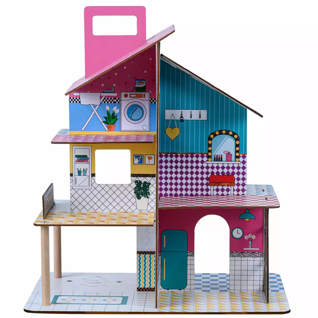 TeamsonUS Teamson Kids 360 Pop Dollhouse With 12 Accessories For 3.5" Dolls, Multicolor 8 TeamsonUS Teamson Kids 360 Pop Dollhouse With 12 Accessories For 3.5" Dolls, Multicolor