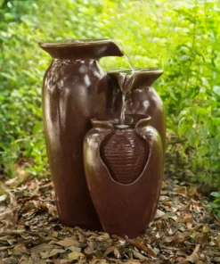 TeamsonUS Teamson Home 3-Jar Outdoor Garden Floor Fountain