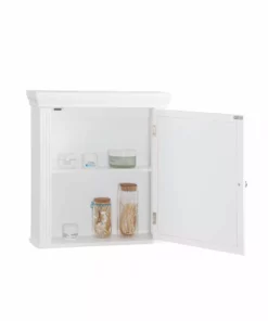 TeamsonUS Teamson Home Removable Wooden Medicine Cabinet With Crown Molded Top, White