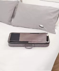 TeamsonUS Teamson Home Trapezi Lap Desk With LED Light, Mouse Pad And Slot, Brown/Gray