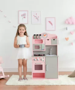TeamsonUS Teamson Kids - Little Chef Florence Classic Play Kitchen - Pink / Grey