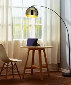 TeamsonUS Teamson Home Arquer Arc Metal Floor Lamp With Bell Shade, Gold