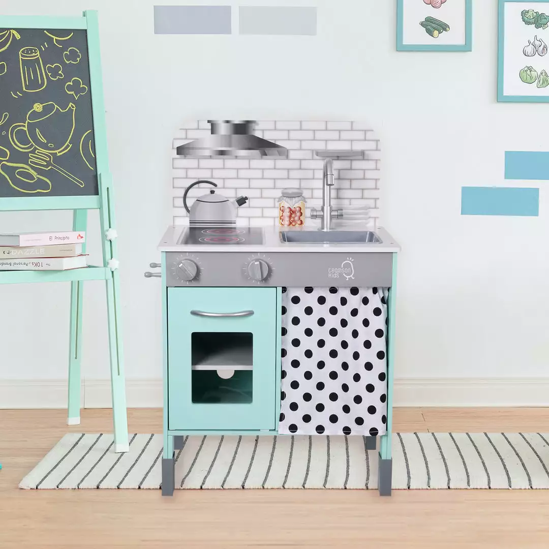 TeamsonUS Teamson Kids Little Chef Philly Modern Wooden Kitchen Playset, Mint/White 5 TeamsonUS Teamson Kids Little Chef Philly Modern Wooden Kitchen Playset, Mint/White