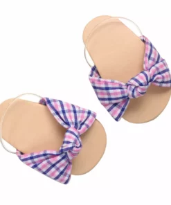 TeamsonUS Kids Sophia's Plaid Fabric Knot Sandal For 18" Dolls, Pink/Blue 9 TeamsonUS Kids Sophia's Plaid Fabric Knot Sandal For 18