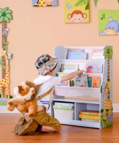 TeamsonUS Fantasy Fields Kids Sunny Safari Wooden Display Bookshelf With Storage Drawer, Multicolor