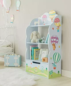 TeamsonUS Fantasy Fields Kids Hot Air Balloon Wooden Bookshelf With Storage Drawer, Blue/Green 8 TeamsonUS Fantasy Fields Kids Hot Air Balloon Wooden Bookshelf With Storage Drawer, Blue/Green