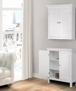 TeamsonUS Teamson Home Glancy Wooden Wall Cabinet With Shutter Doors, White