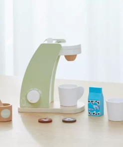 TeamsonUS New Teamson Kids Little Chef Frankfurt 8 Piece Wooden Play Kitchen Coffee Machine Set, Green