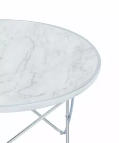 TeamsonUS Teamson Home Margo Small Round Faux White Carrara Marble Coffee Table, White 15 TeamsonUS Teamson Home Margo Small Round Faux White Carrara Marble Coffee Table, White