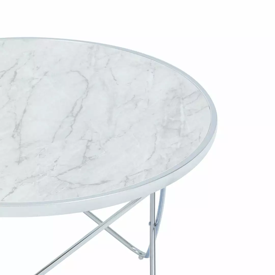 TeamsonUS Teamson Home Margo Small Round Faux White Carrara Marble Coffee Table, White 9 TeamsonUS Teamson Home Margo Small Round Faux White Carrara Marble Coffee Table, White