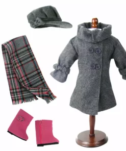 TeamsonUS Sophia's 4 Piece Winter Coat With Boots Set For 18'' Dolls, Gray/Pink Kids
