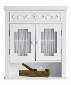 TeamsonUS Teamson Home Lisbon Removable Wooden Wall Cabinet With Drapery-Lined Doors, White 16 TeamsonUS Teamson Home Lisbon Removable Wooden Wall Cabinet With Drapery-Lined Doors, White