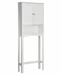 TeamsonUS Teamson Home Louis Over-the-Toilet Storage Cabinet With Two Shutter Style Doors And Open Shelf, White