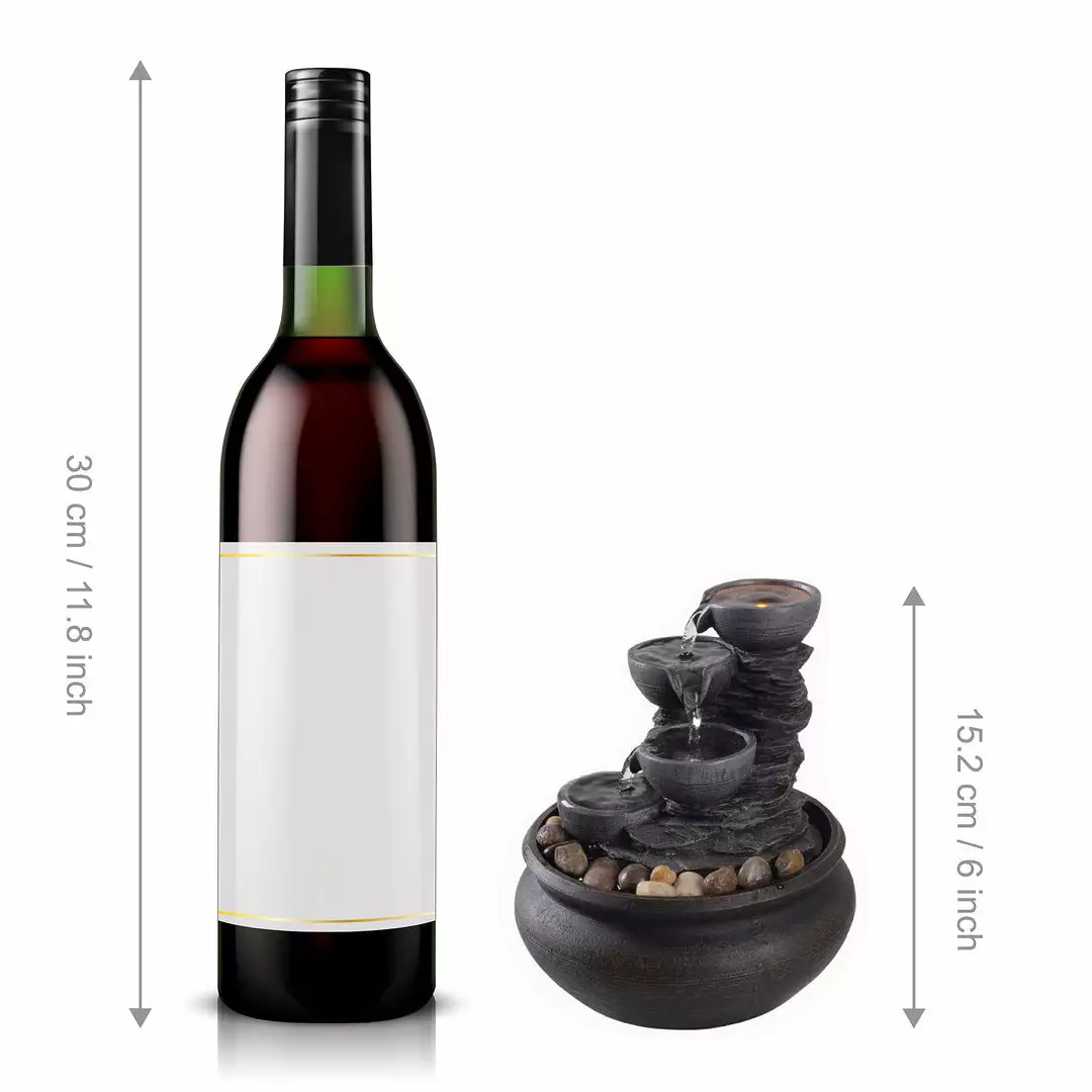 TeamsonUS Teamson Home Tabletop Fountain With LED Light, Stone Gray 6 TeamsonUS Teamson Home Tabletop Fountain With LED Light, Stone Gray