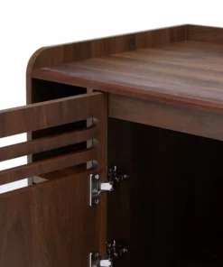 TeamsonUS Teamson Pets Robin Vented Wooden Cat Litter Box Enclosure Storage Bench, Mocha