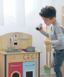 TeamsonUS New Teamson Kids Little Chef Porto Classic Wooden Kitchen Playset, Natural