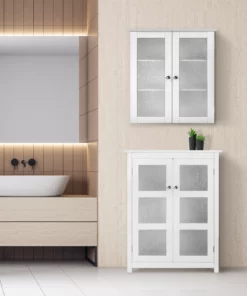 TeamsonUS Teamson Home Connor 2 Door Floor Cabinet With 3 Shelves, White